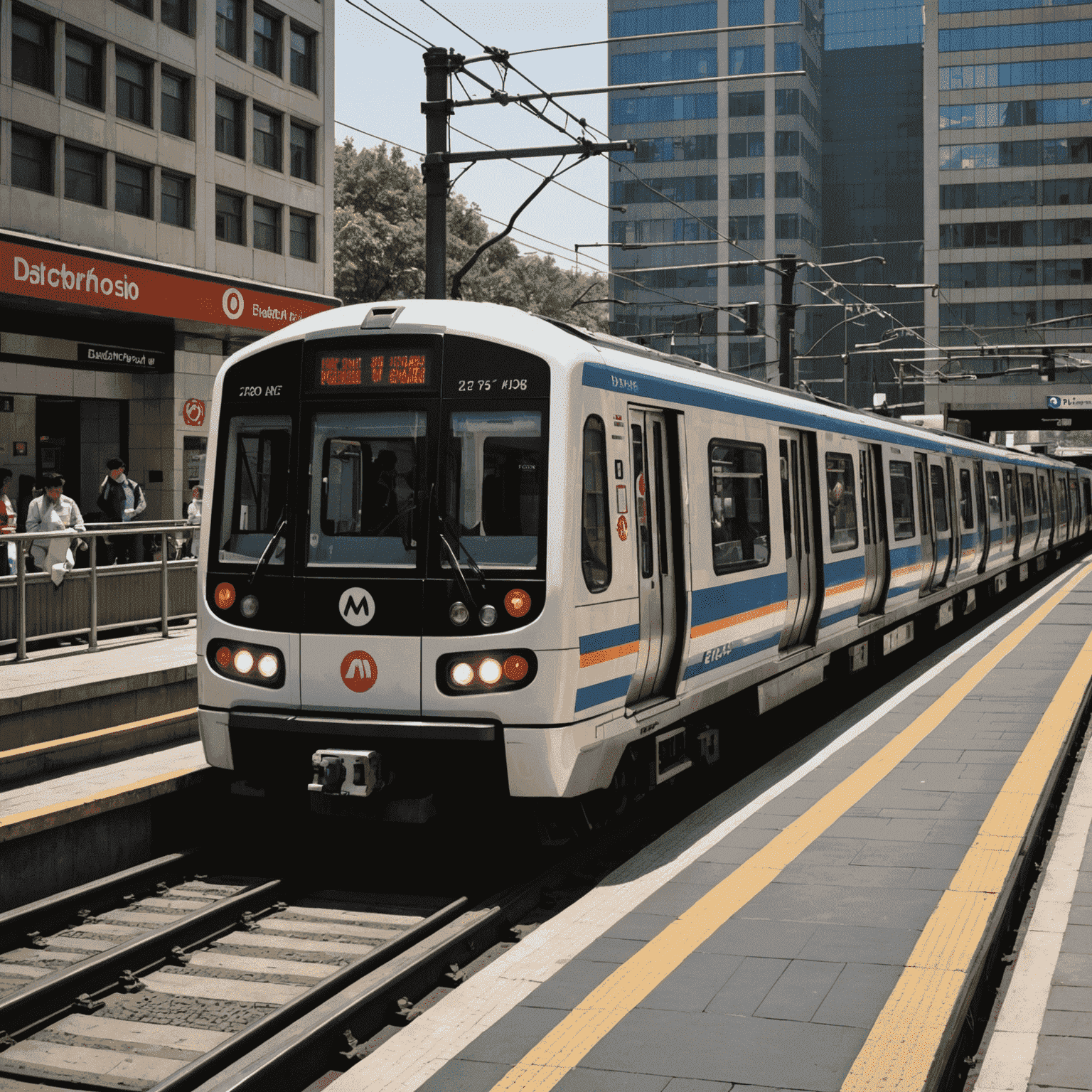 Illustration of a metro train with various recharge plans displayed